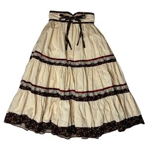 Vintage Gunne Sax Jessicas Gunnies Tiered Prairie Maxi Skirt Womens Jrs 5 XXS